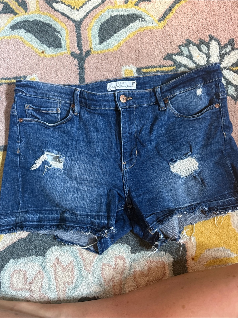 Distressed Dark Blue Denim Women's Shorts